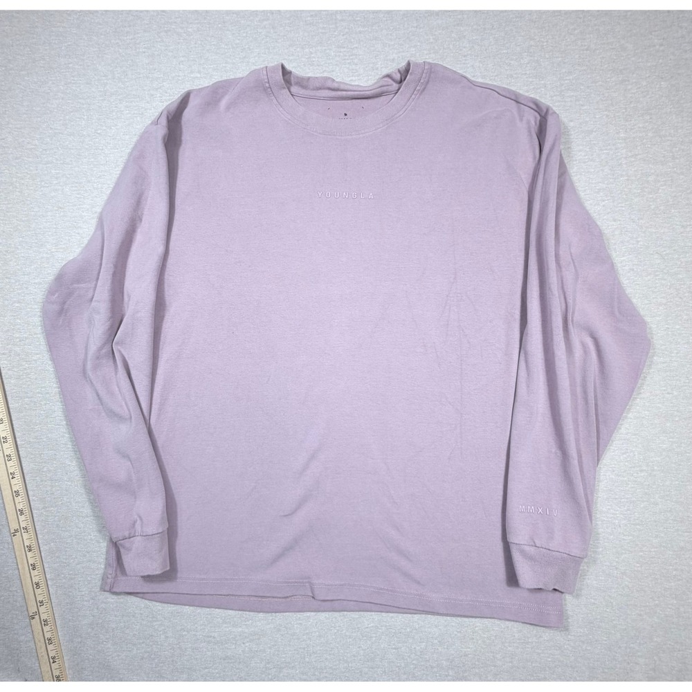 YoungLA Mens Lavender Purple Long Sleeve T-Shirt XL Relaxed Fit MMXIV Logo